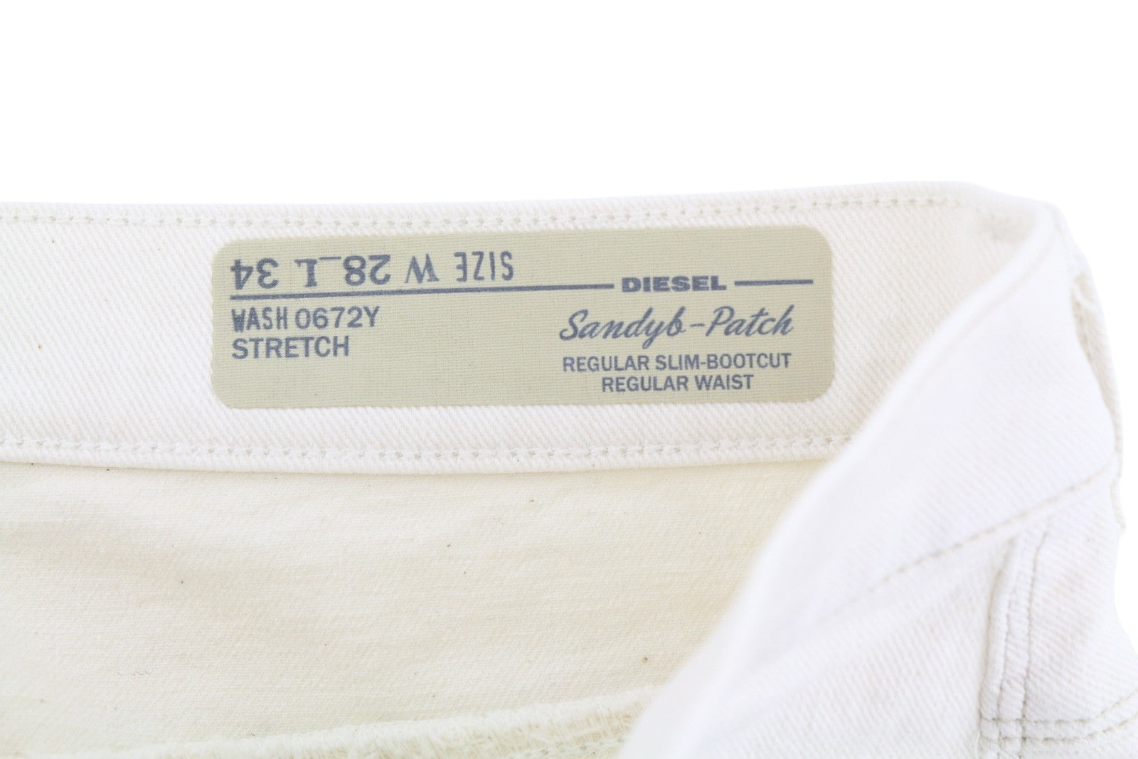 DIESEL Sandyb-Patch 0672Y Women Jeans W28/L34 Regular Slim Bootcut Stretch White