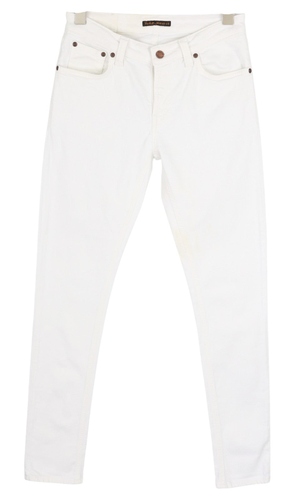 NUDIE JEANS Skinny Lin Men Jeans W30/L32 Denim Blazing White Zip Fly 5-Pockets