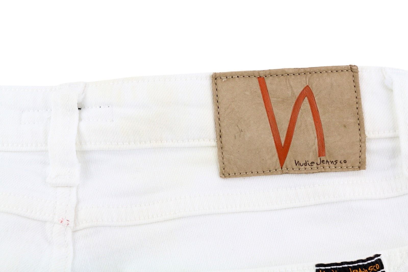 NUDIE JEANS Skinny Lin Men Jeans W30/L32 Denim Blazing White Zip Fly 5-Pockets