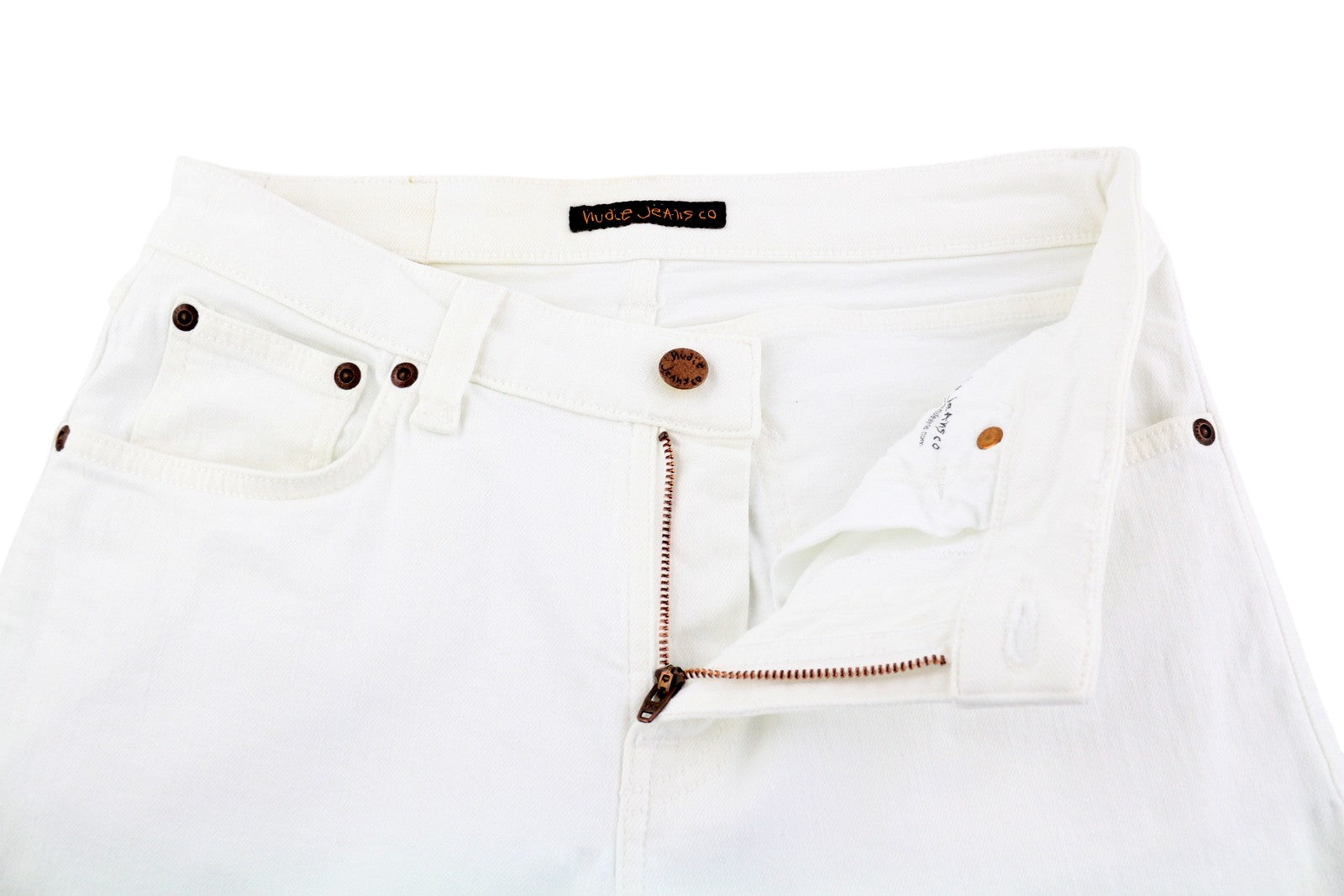 NUDIE JEANS Skinny Lin Men Jeans W30/L32 Denim Blazing White Zip Fly 5-Pockets