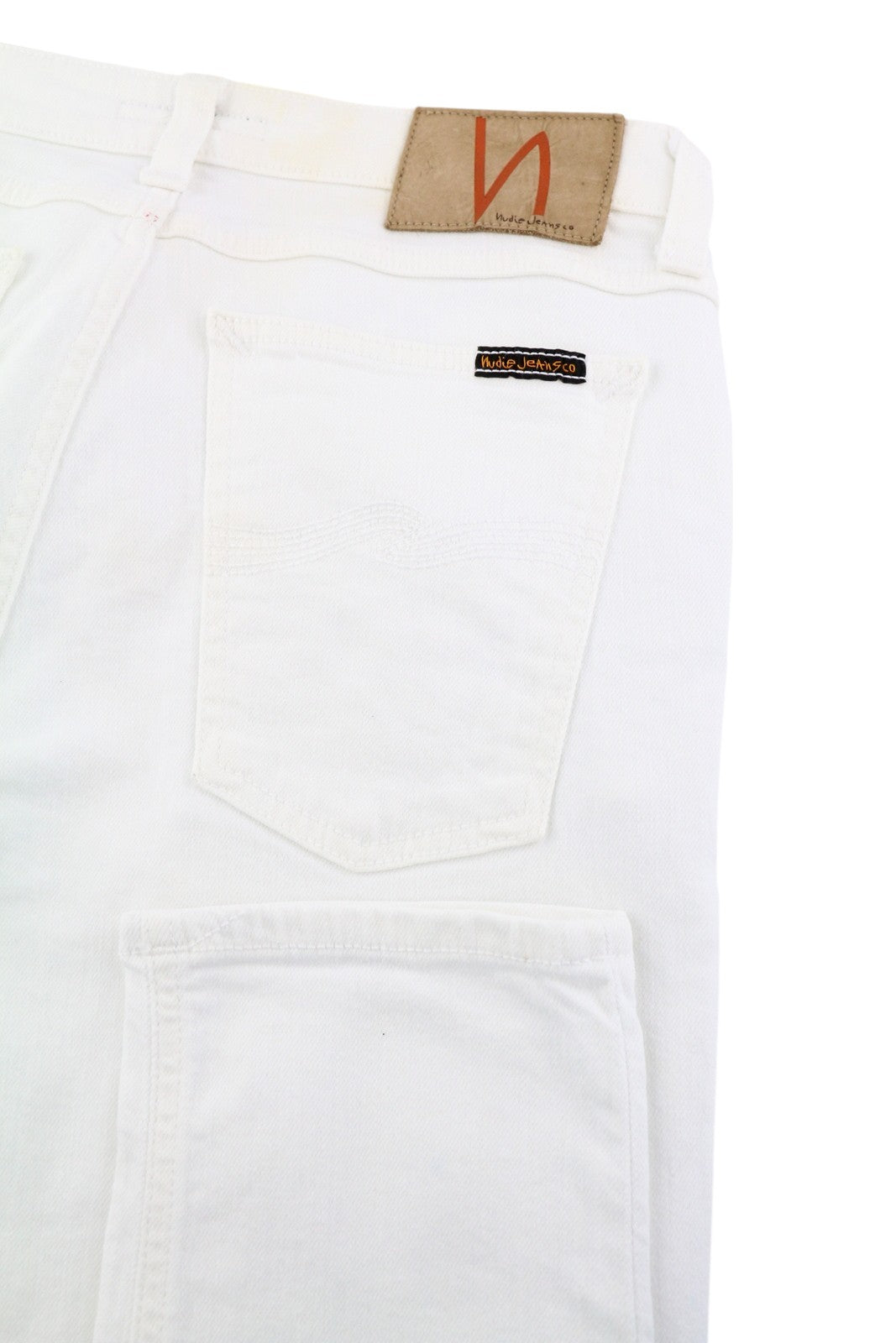 NUDIE JEANS Skinny Lin Men Jeans W30/L32 Denim Blazing White Zip Fly 5-Pockets