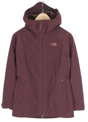 THE NORTH FACE Women Jacket S Burgundy Hooded Drawstring Waist Thin FutureLight