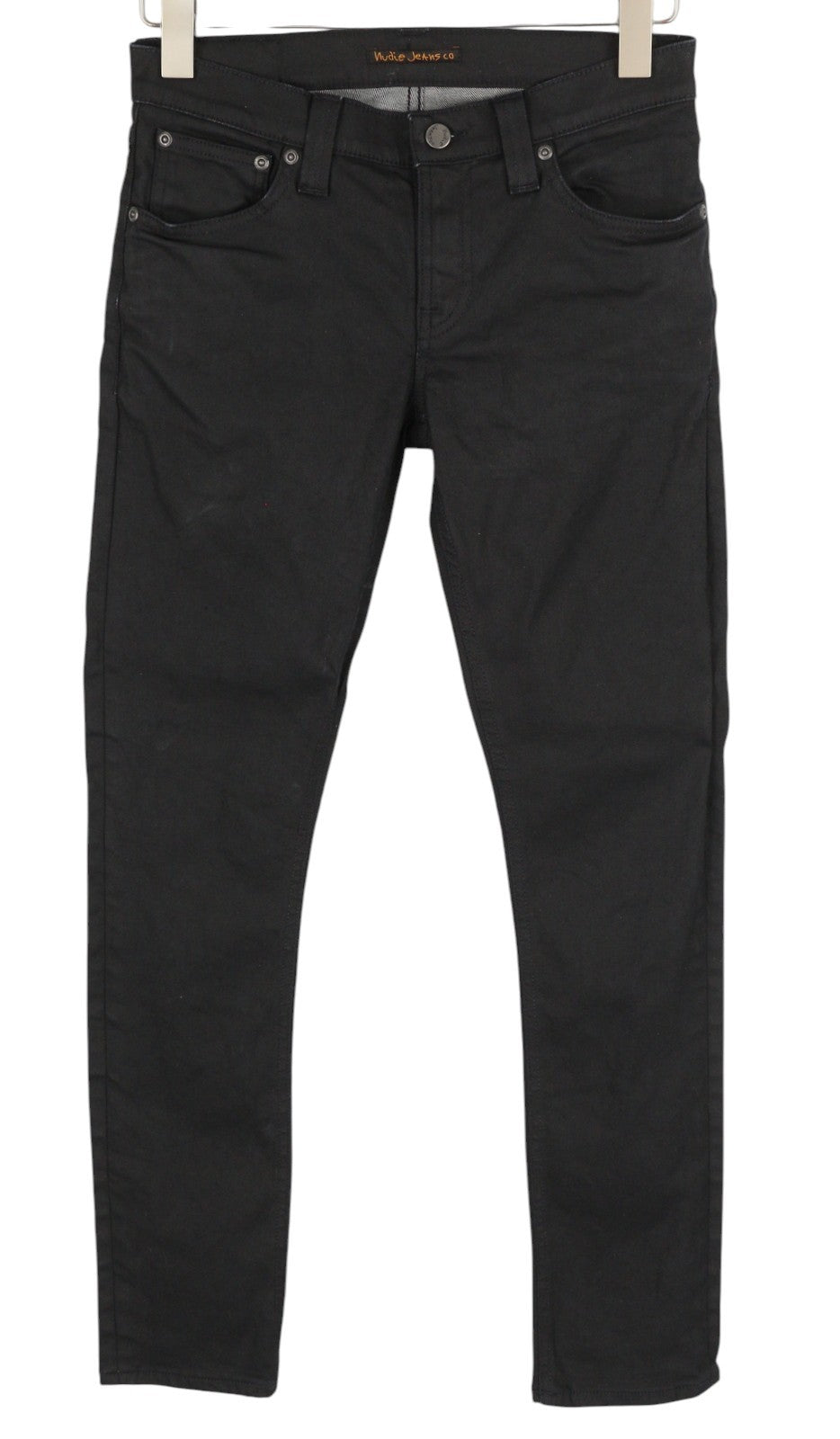 NUDIE JEANS Tight Long John Men Jeans W28/L30 Throb Black Slim Organic Coated