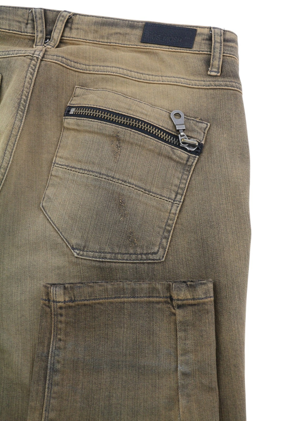 MOS MOSH Naomi Women Jeans W32 Brown Denim Washed Distress Ripped Zip Fly Slim