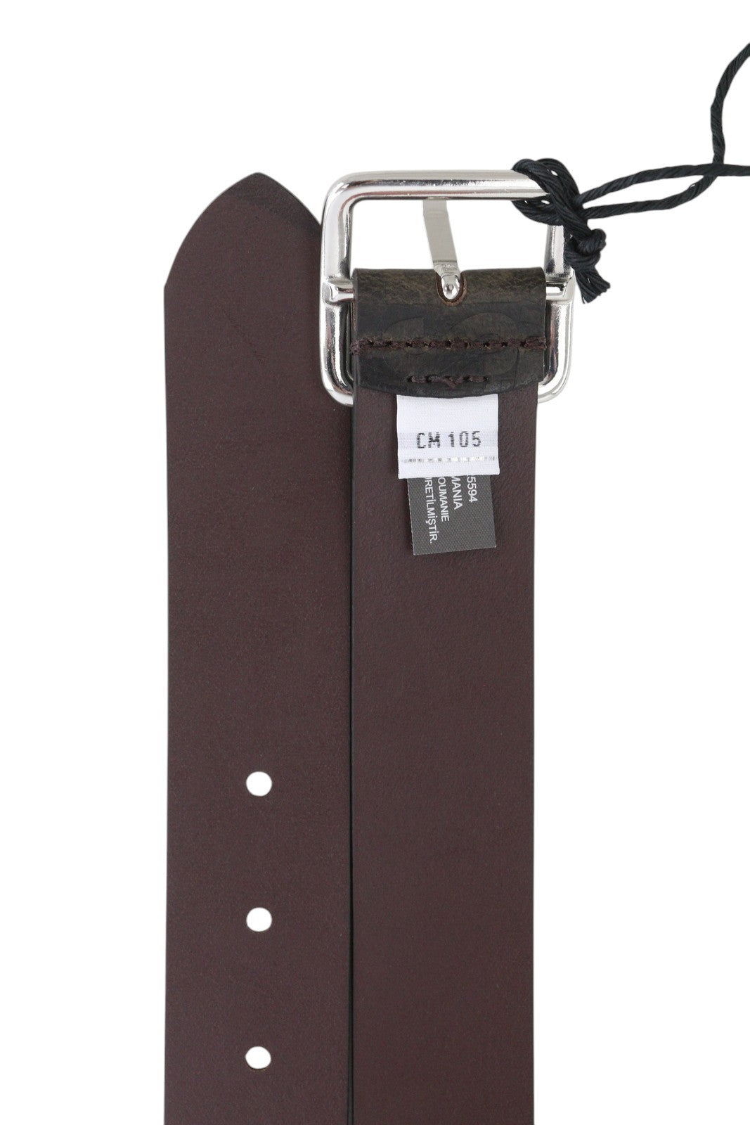 DIESEL B-Billover Men Belt 105CM Brown Leather Printed Silver Tone Buckle Dark