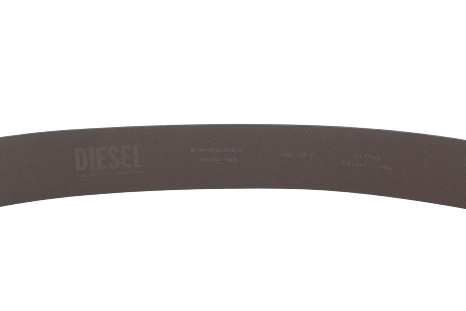 DIESEL B-Billover Men Belt 105CM Brown Leather Printed Silver Tone Buckle Dark