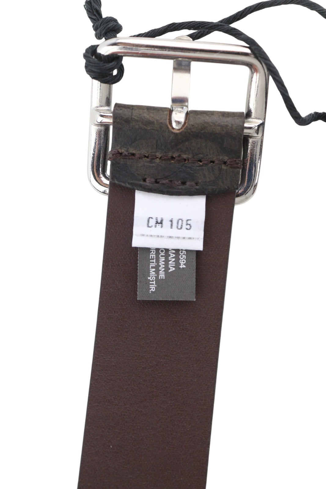 DIESEL B-Billover Men Belt 105CM Brown Leather Printed Silver Tone Buckle Dark