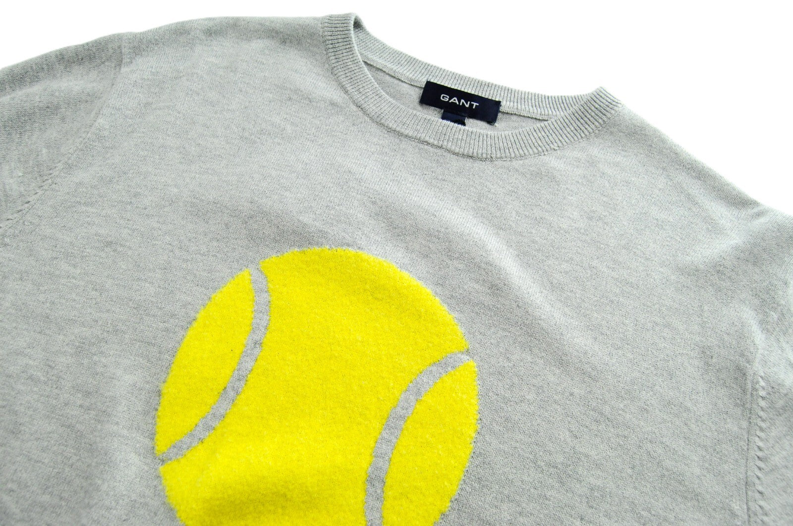 GANT Men's Grey Sweatshirt L Long Sleeve Wool Cotton Tennis Ball Crew Neck