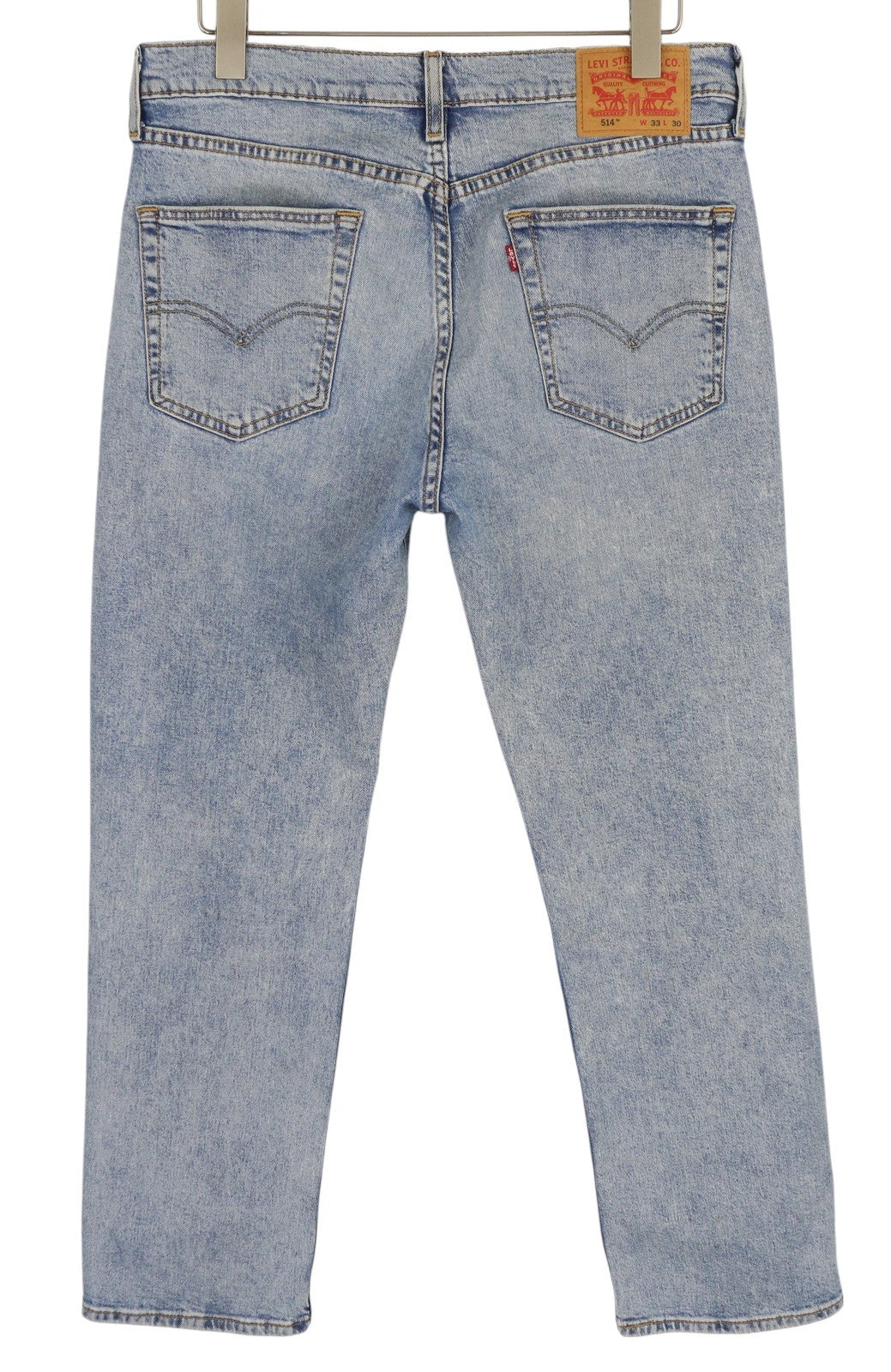 LEVI'S 514 Men Jeans W33/L30 Denim Blue Washed Straight Fit Zipper Pockets Logo