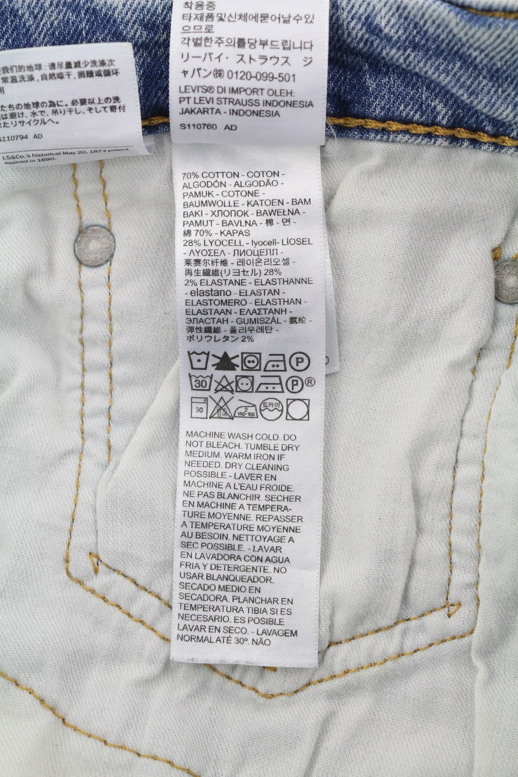 LEVI'S 514 Men Jeans W33/L30 Denim Blue Washed Straight Fit Zipper Pockets Logo