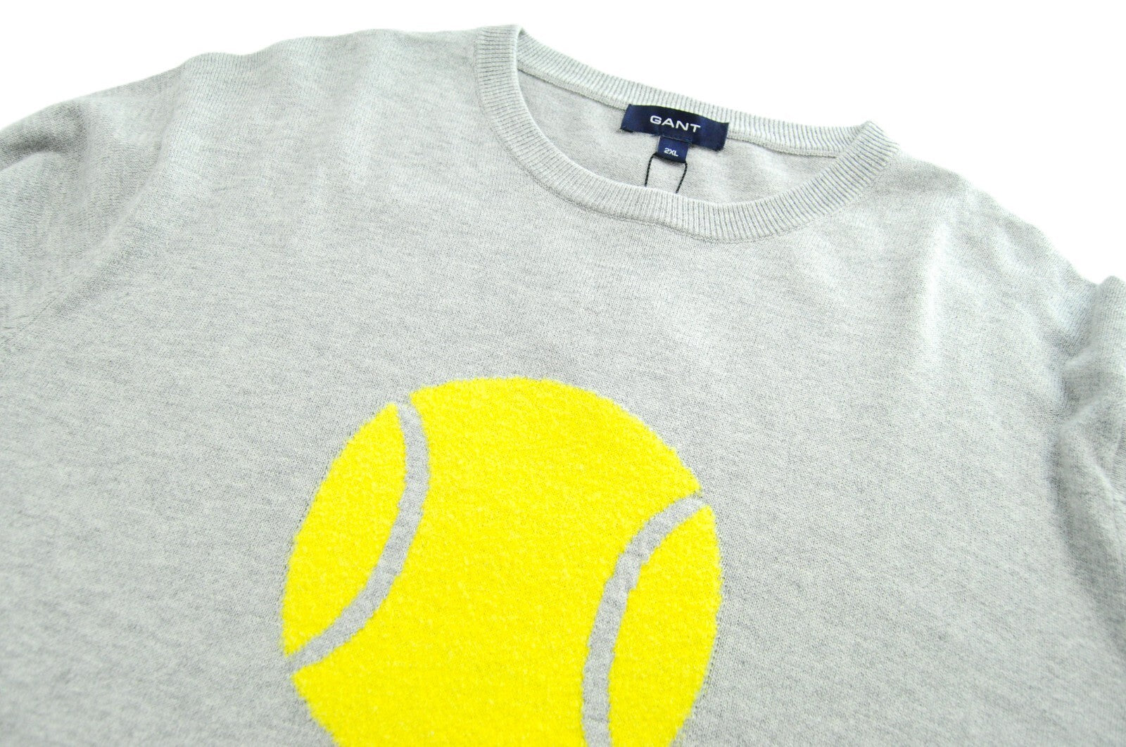 GANT Men's Sweatshirt 2XL Grey Cotton Wool Long Sleeve Tennis Ball Pullover