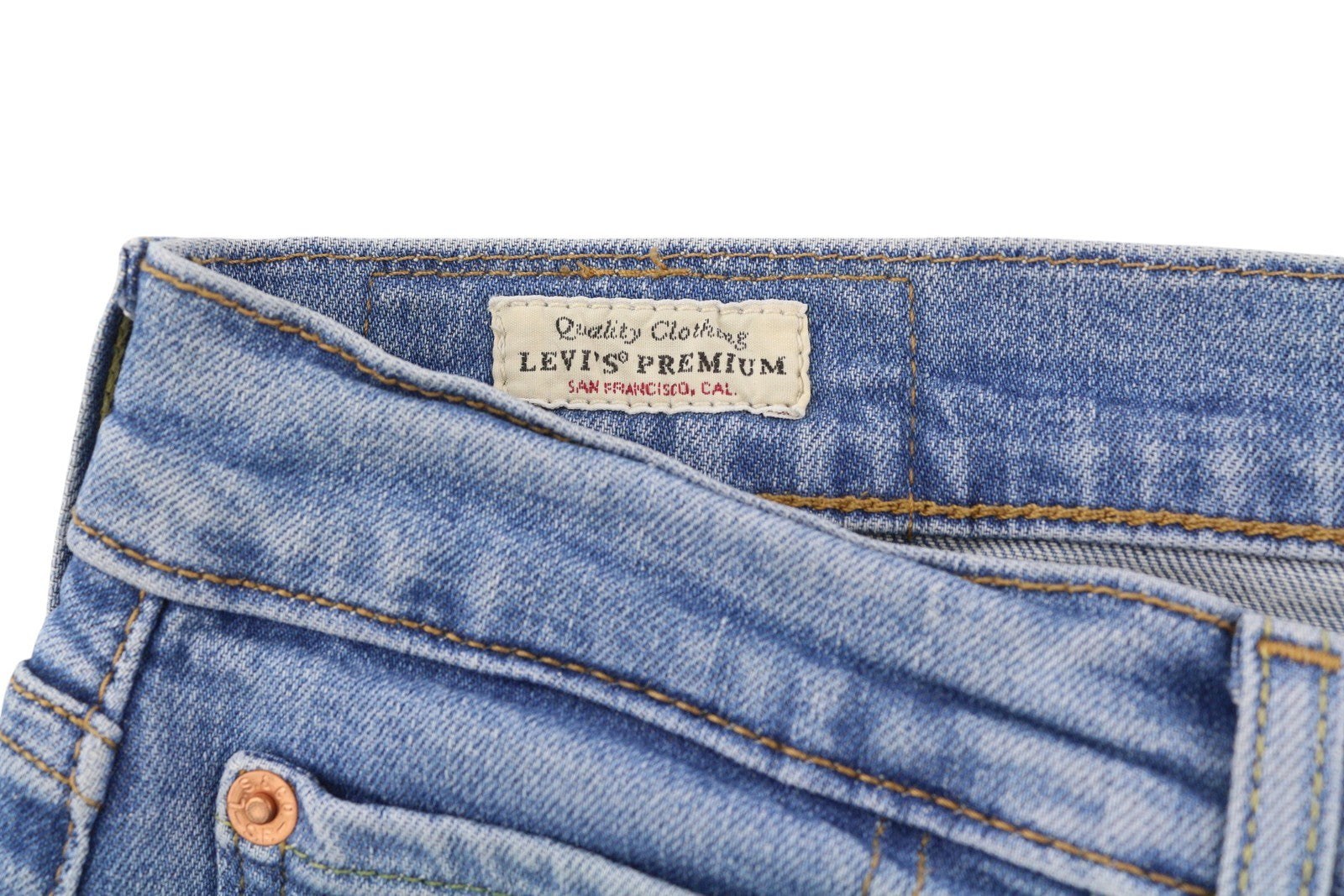 LEVI'S 512 Men Jeans W32/L34 Premium Big E Slim Tapered Fit Washed Blue Logo