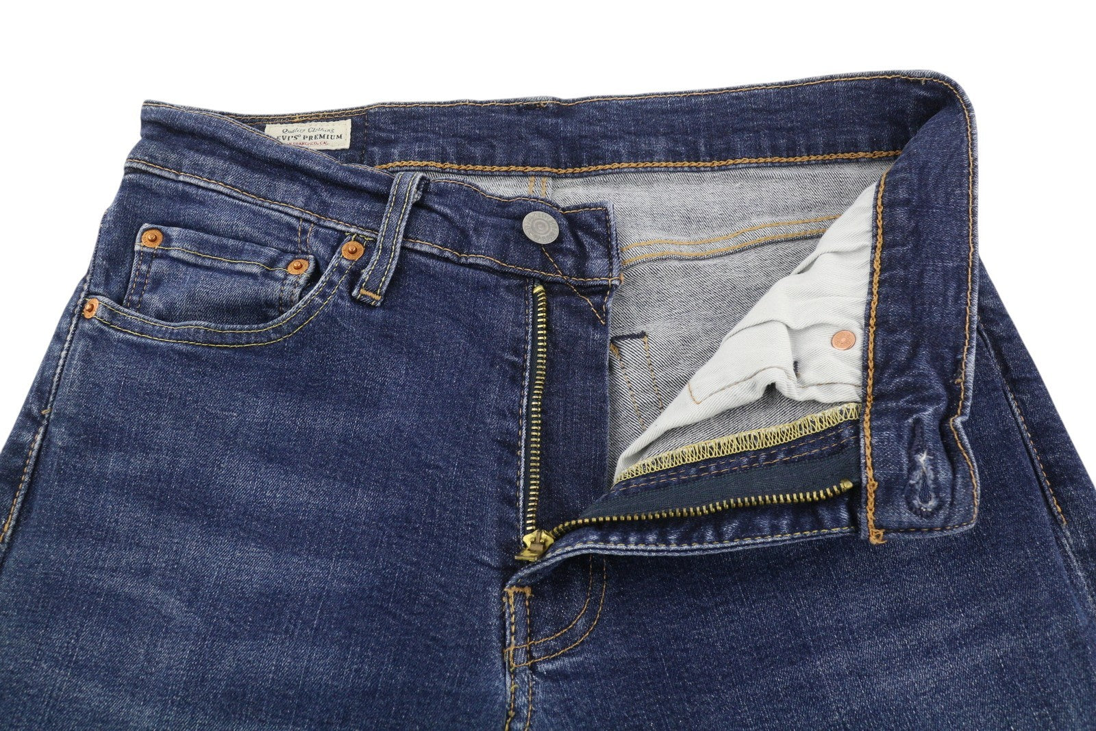 LEVI'S 511 Men Jeans W32/L32 Premium Big E Slim Fit Washed Denim Blue Zipper