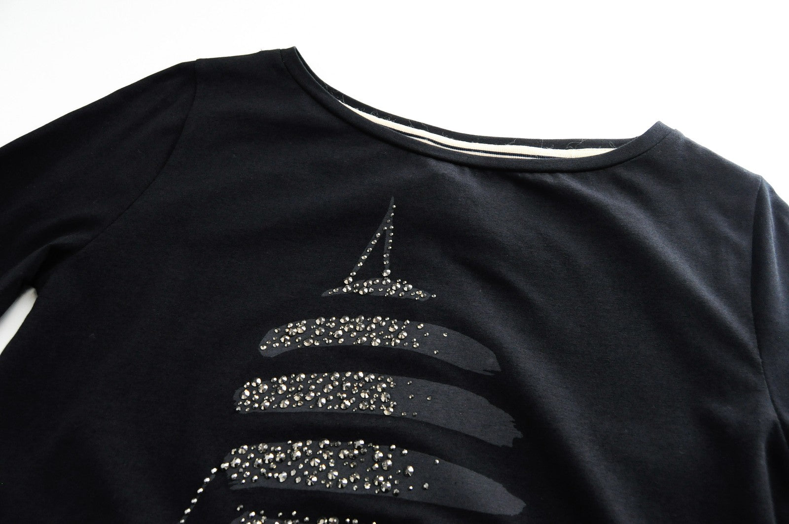 MARINA YACHTING Women's XS Black Long Sleeve T-Shirt Cotton Stretch Logo Top