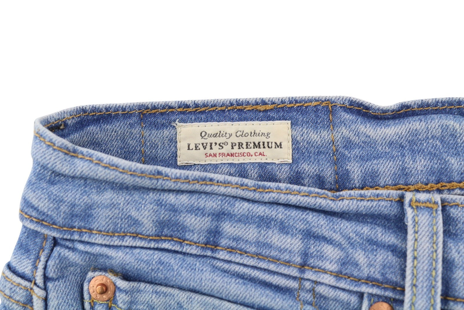 LEVI'S 512 Men Jeans W32/L34 Premium Big E Slim Tapered Fit Washed Blue Zip