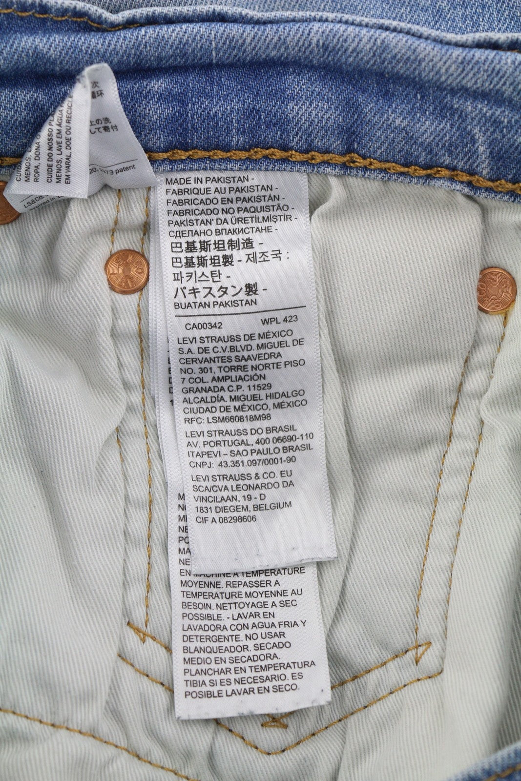 LEVI'S 512 Men Jeans W32/L34 Premium Big E Slim Tapered Fit Washed Blue Zip