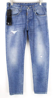 TAKESHY KUROSAWA vyriški džinsai W36 medvilniniai, ploni, dažyti, su dirbtiniu raštu 