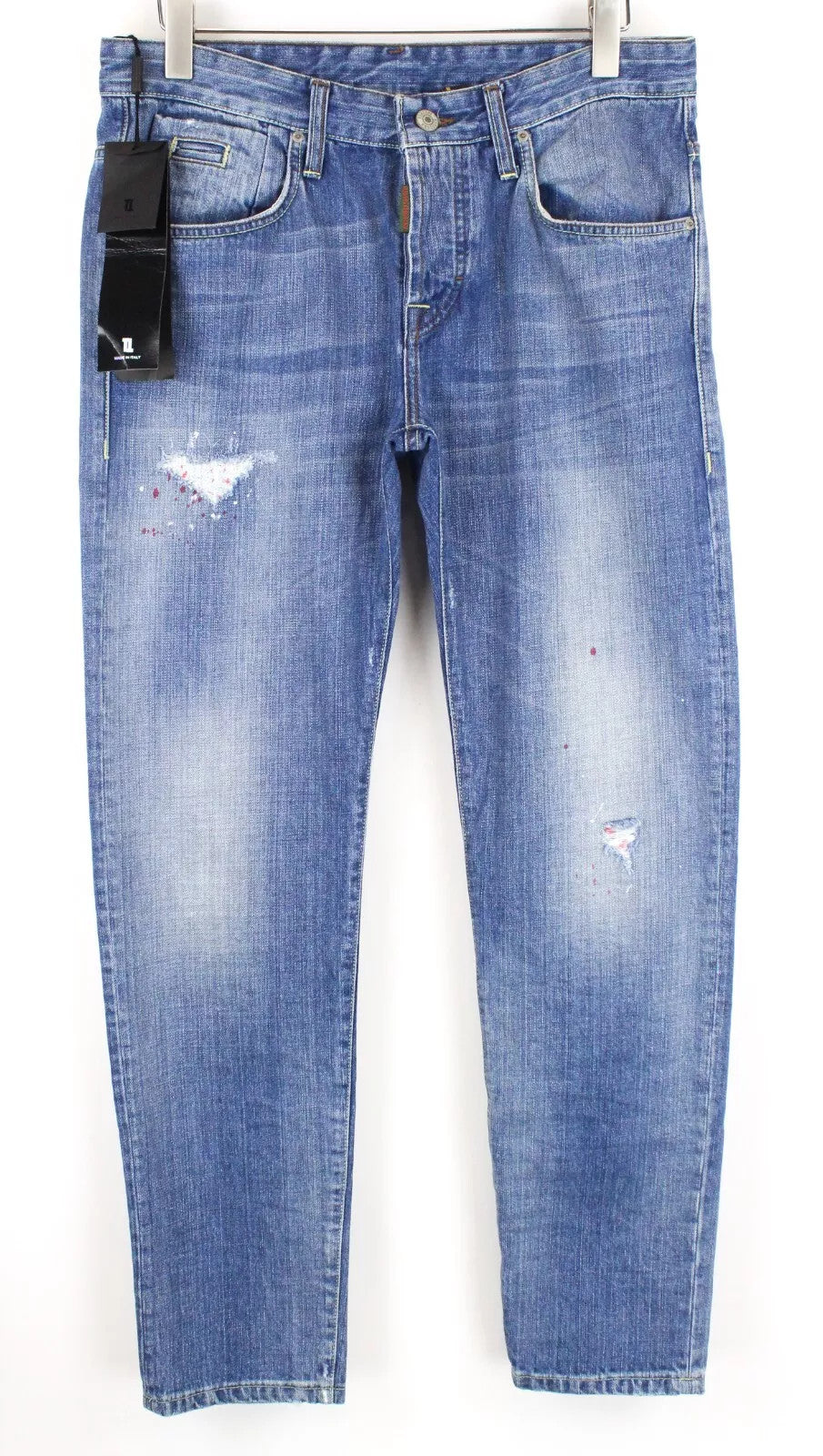 TAKESHY KUROSAWA vyriški džinsai W36 medvilniniai, ploni, dažyti, su dirbtiniu raštu 