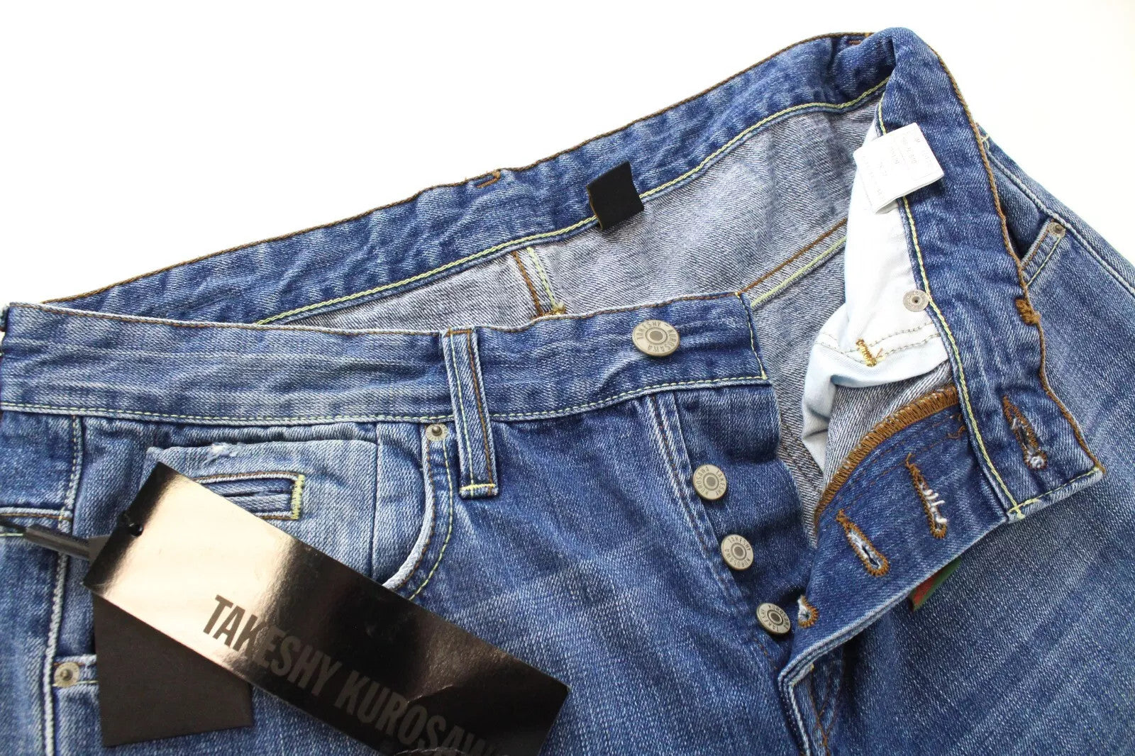 TAKESHY KUROSAWA vyriški džinsai W36 medvilniniai, ploni, dažyti, su dirbtiniu raštu 