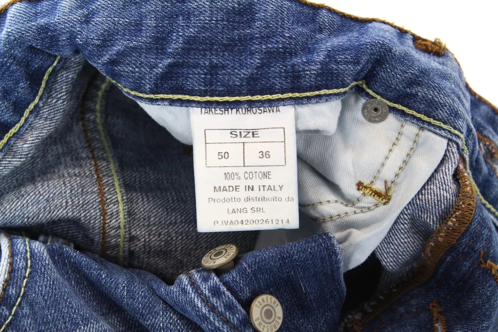 TAKESHY KUROSAWA vyriški džinsai W36 medvilniniai, ploni, dažyti, su dirbtiniu raštu 