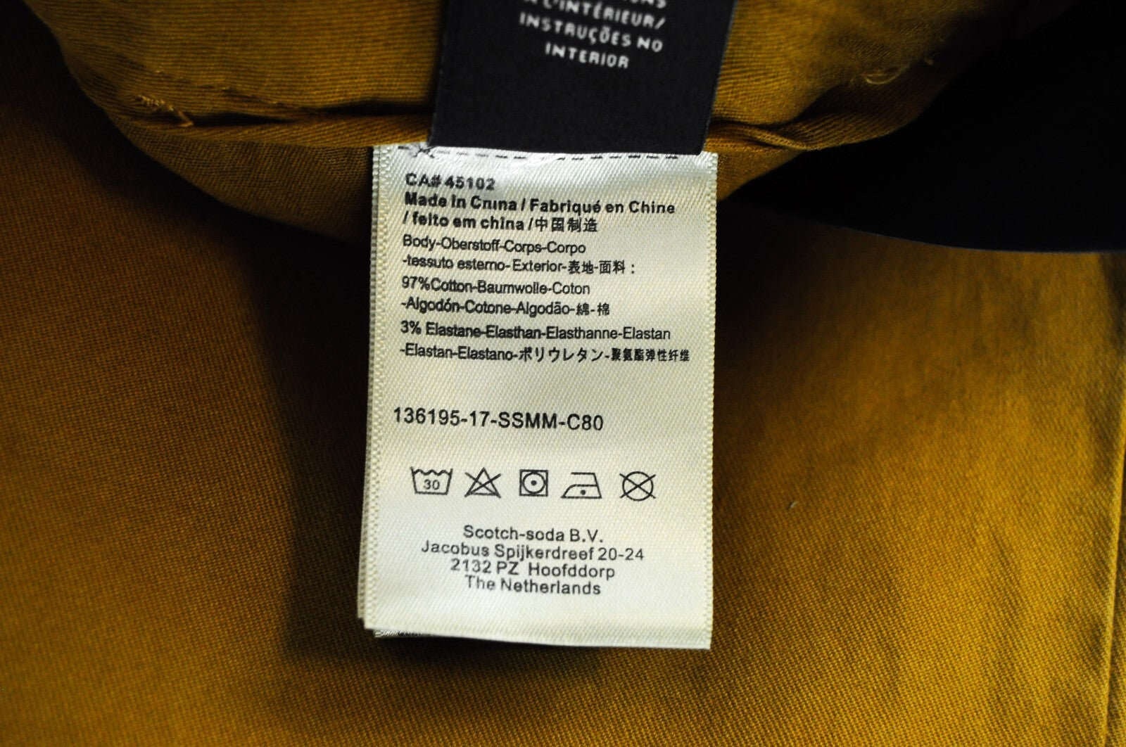 SCOTCH & SODA Stuart Men's Slim Fit Trousers W29/L32 Brown Belted Cotton Stretch