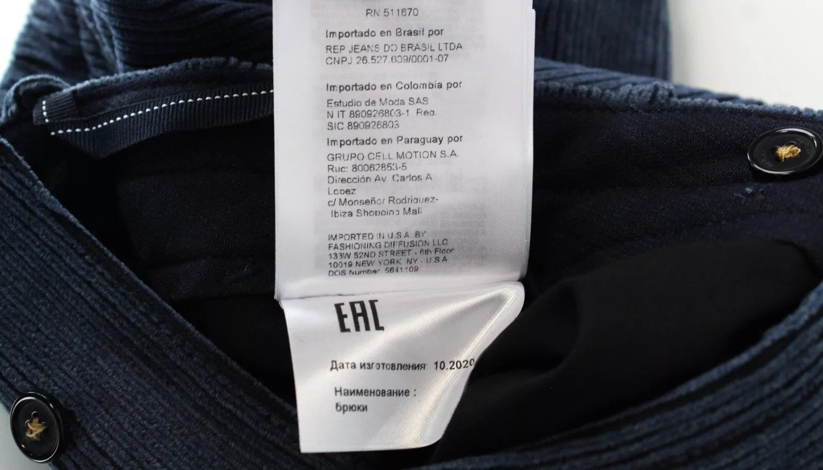 REPLAY Men's Trousers W30/L30 Corduroy Straight Fit Patched Pocket Button-Fly