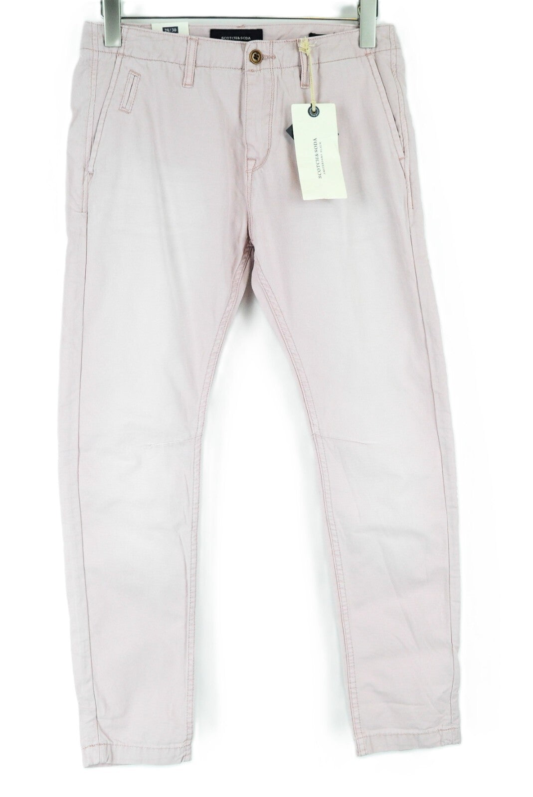 SCOTCH & SODA Theon Men's Taper Fit Trousers W29/L30 Washed Pink Cotton Casual