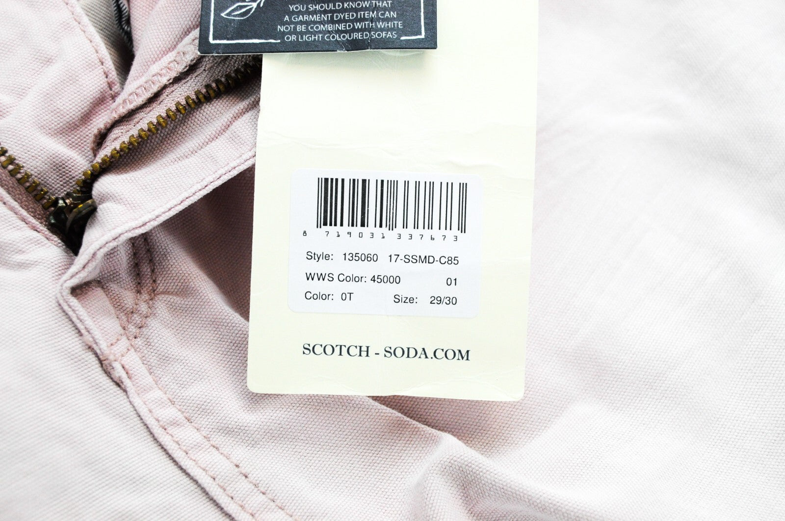 SCOTCH & SODA Theon Men's Taper Fit Trousers W29/L30 Washed Pink Cotton Casual