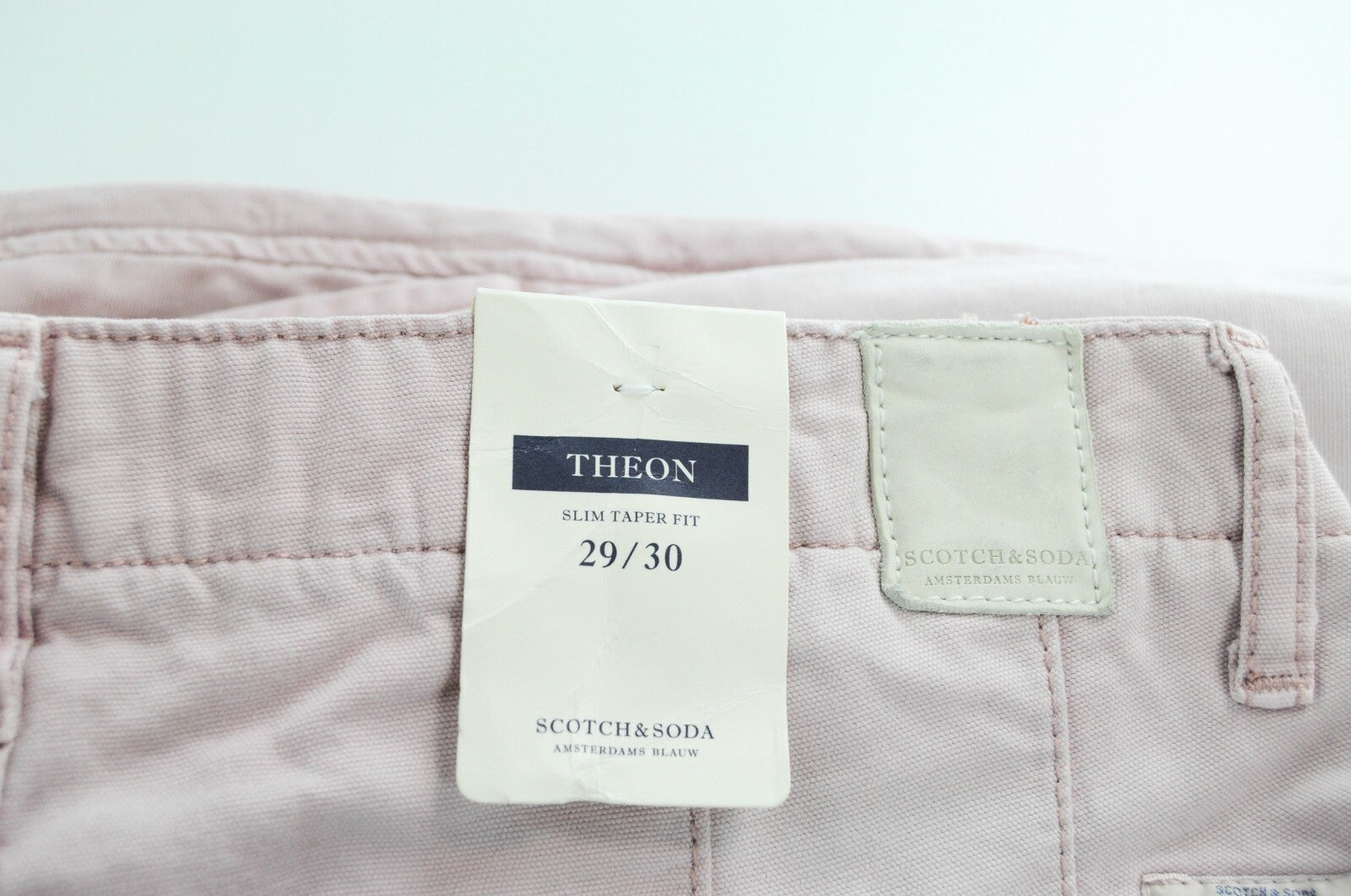 SCOTCH & SODA Theon Men's Taper Fit Trousers W29/L30 Washed Pink Cotton Casual