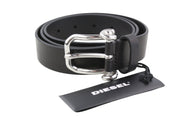 DIESEL B-Pirsin Men Belt 95 CM Black Leather Buckle Leather Extra Touch Dark