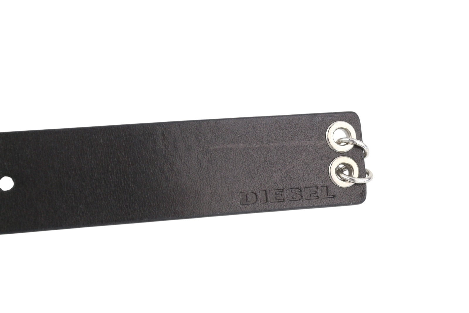 DIESEL B-Pirsin Men Belt 95 CM Black Leather Buckle Leather Extra Touch Dark