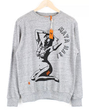 GOOD GENES Mata Hari Men's Sweatshirt M Grey Cotton Blend Printed Crewneck