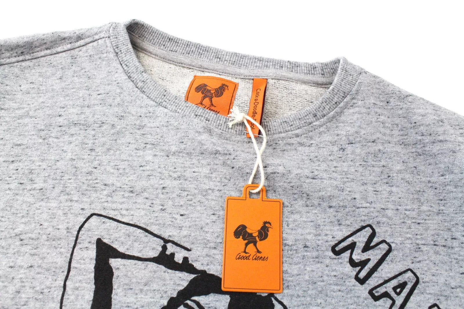 GOOD GENES Mata Hari Men's M Sweatshirt Grey Print Cotton Blend Crew Neck