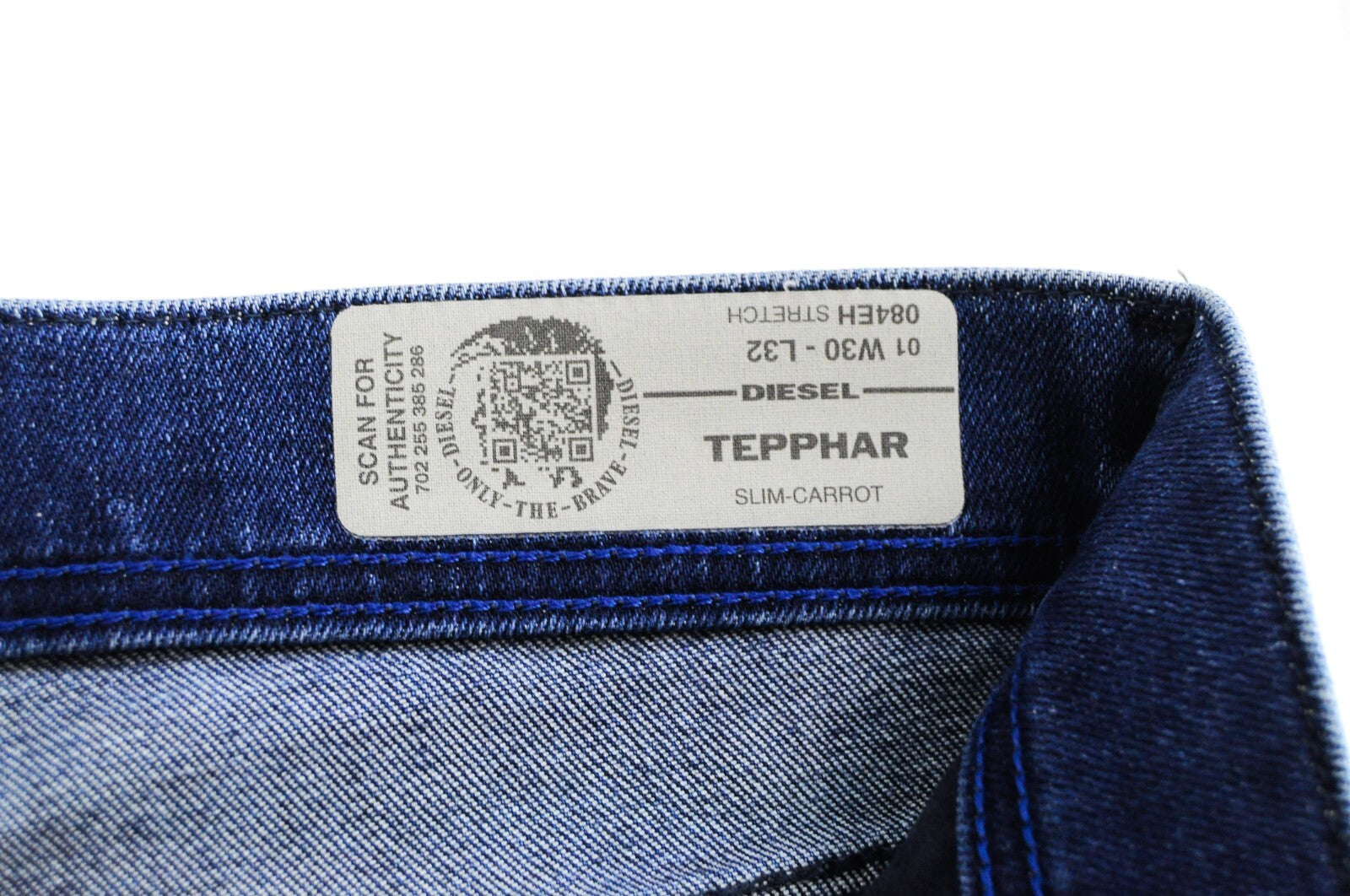 DIESEL Tepphar 084EH Men's Slim Carrot Jeans W30/L32 Blue Cotton Stretch Denim