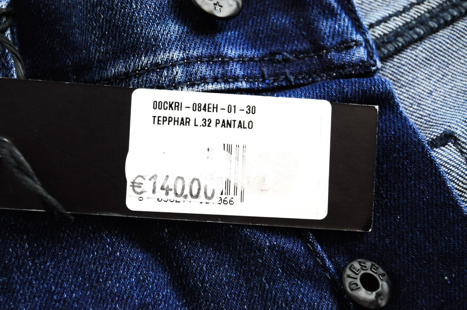 DIESEL Tepphar 084EH Men's Slim Carrot Jeans W30/L32 Blue Cotton Stretch Denim