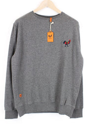 GOOD GENES Men's Sweatshirt M Embroidered Rooster Grey Logo Crew Neck Pullover