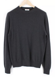 SANDRO Women's Jumper S Cashmere Tight Knit Dark Grey Crew Neck Sweater RRP€295