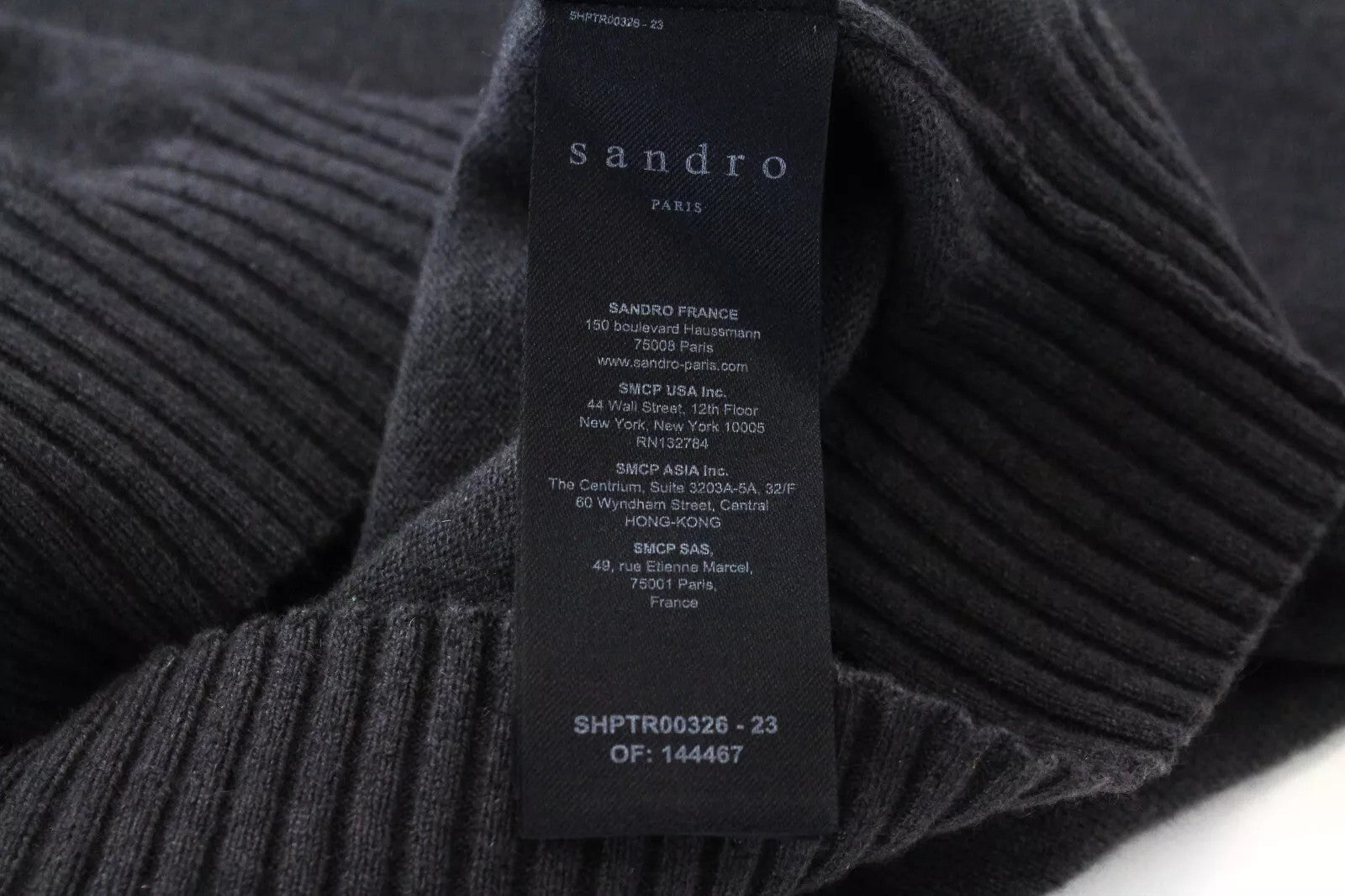 SANDRO Women's Jumper S Cashmere Tight Knit Dark Grey Crew Neck Sweater RRP€295