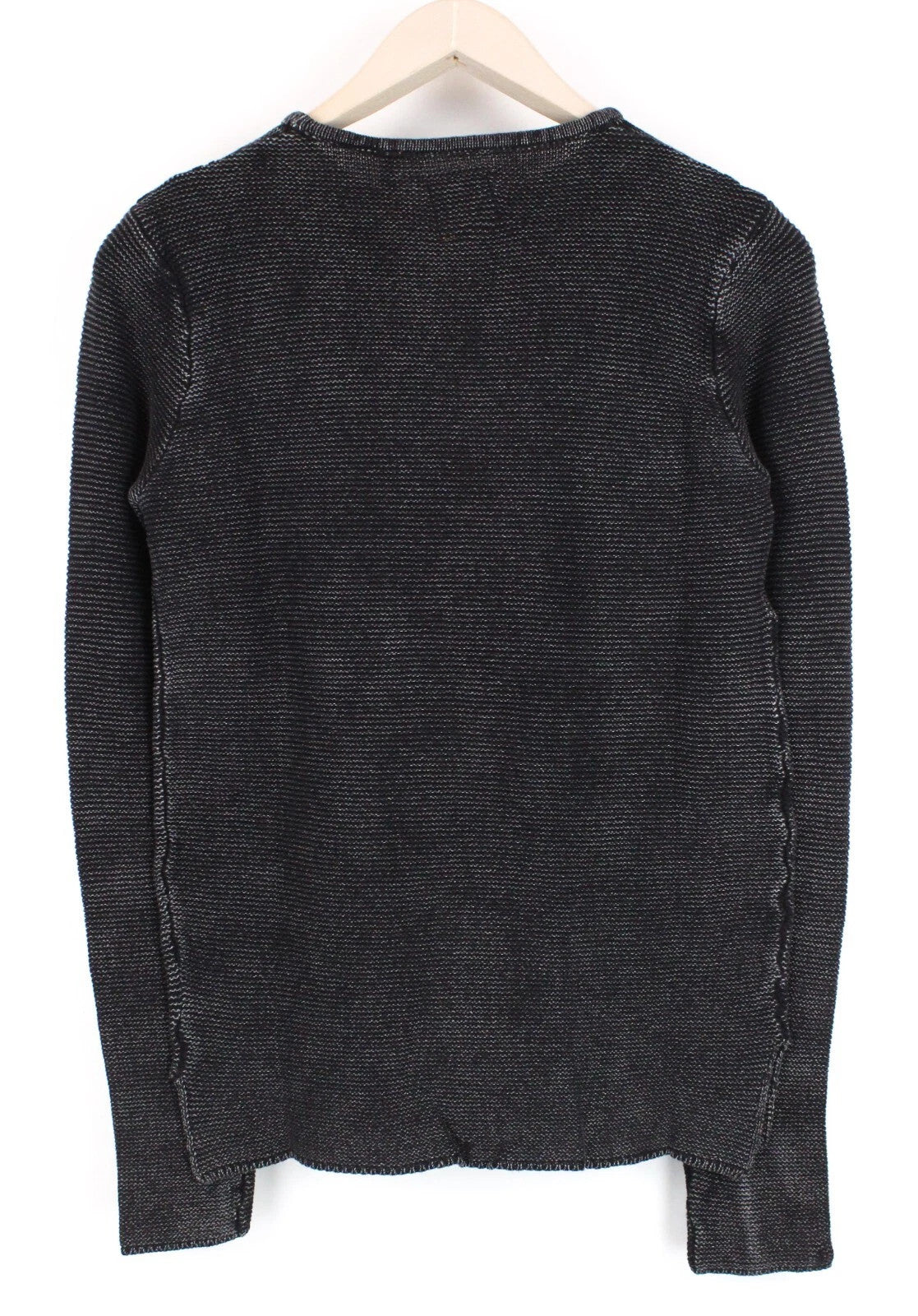 GOOD GENES Women's Jumper S Off-Black Tight-Knit Cotton Crewneck Sweater