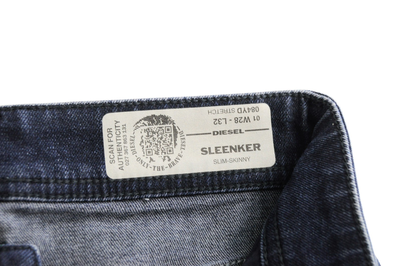 DIESEL Sleenker 084YD Men's Skinny Fit Jeans W28/L32 Dark Blue Cotton Stretch