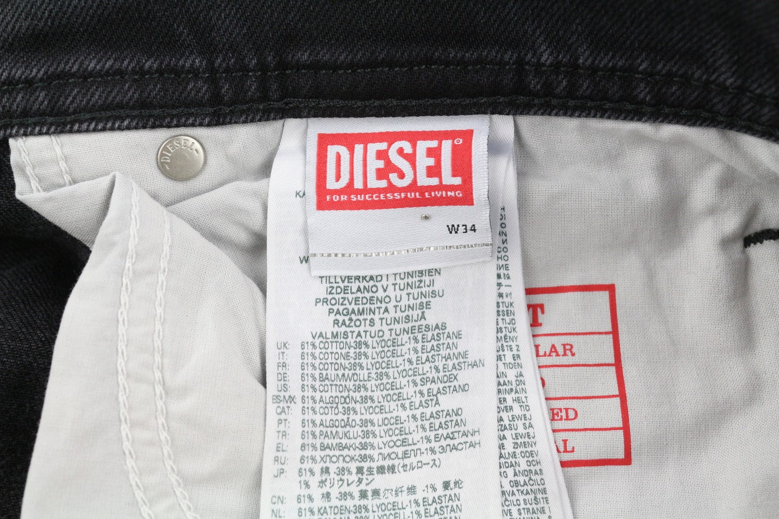 DIESEL 2003 D-Finitive 09G20 Men Jeans W34/L32 Regular Fit Tapered Black RRP€225