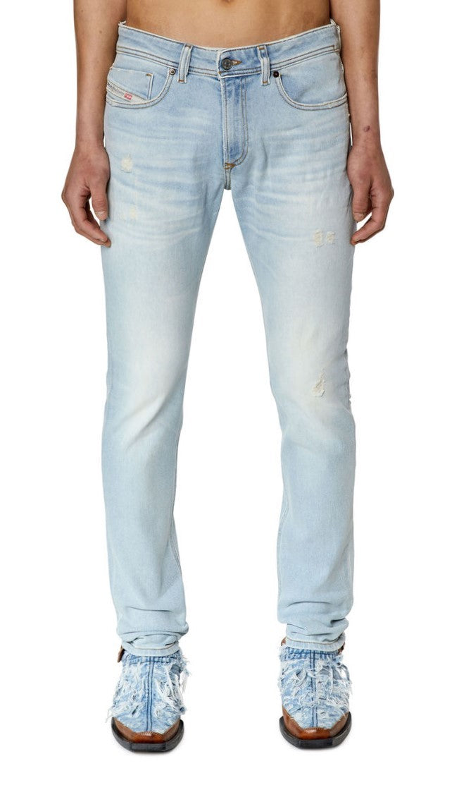 DIESEL 1979 Sleenker 09F14 Men Jeans W34/L32 Skinny Low Waist Distress RRP€250