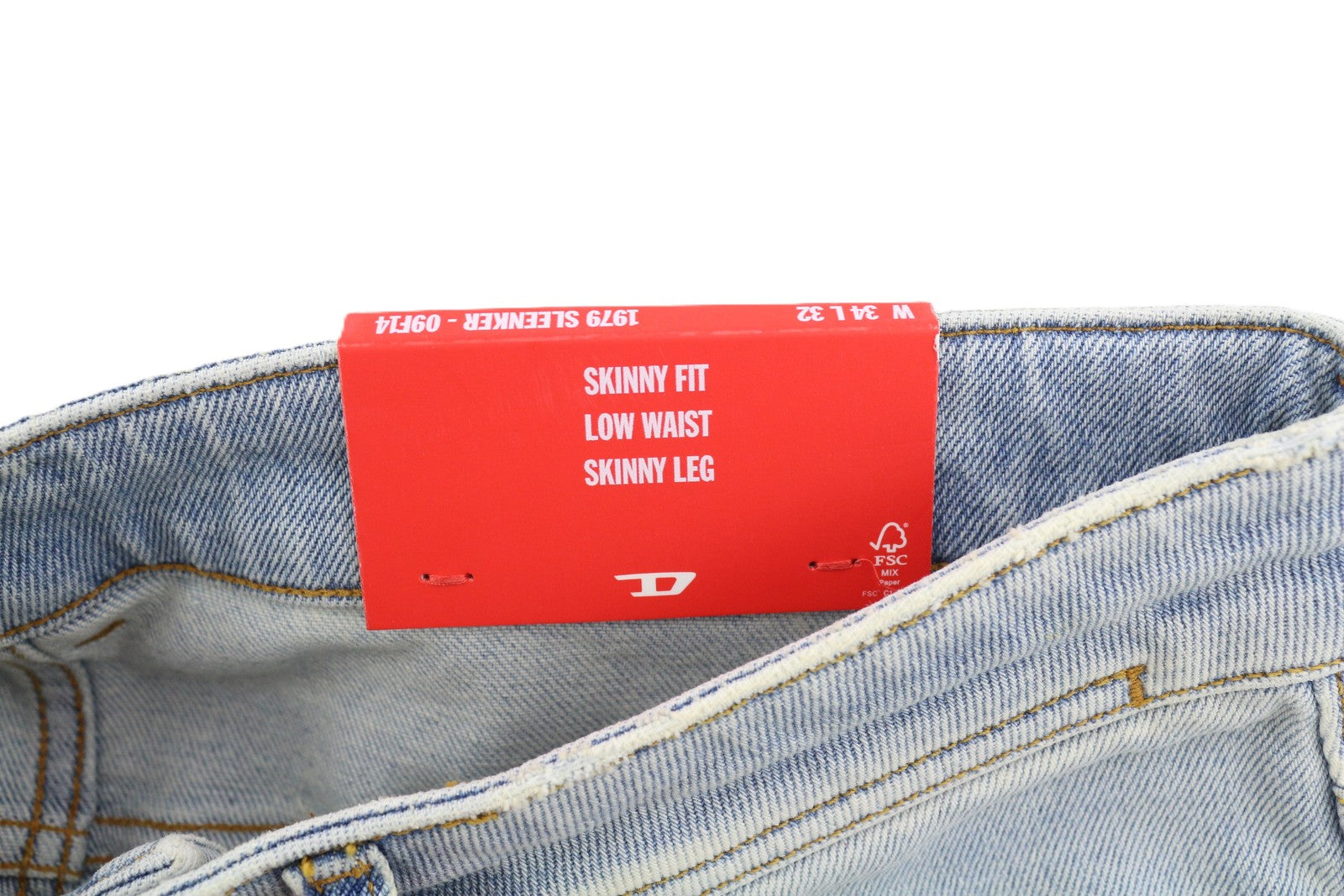 DIESEL 1979 Sleenker 09F14 Men Jeans W34/L32 Skinny Low Waist Distress RRP€250