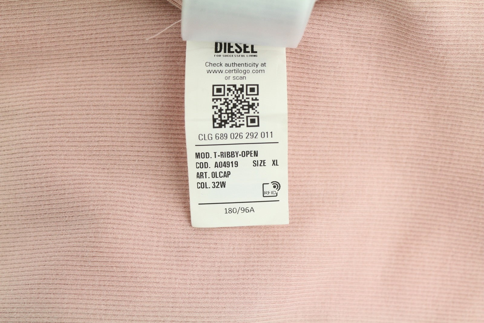 DIESEL T-Ribby-Open Women T-Shirt XL Pink Long Sleeve Buttoned Cropped RRP€150