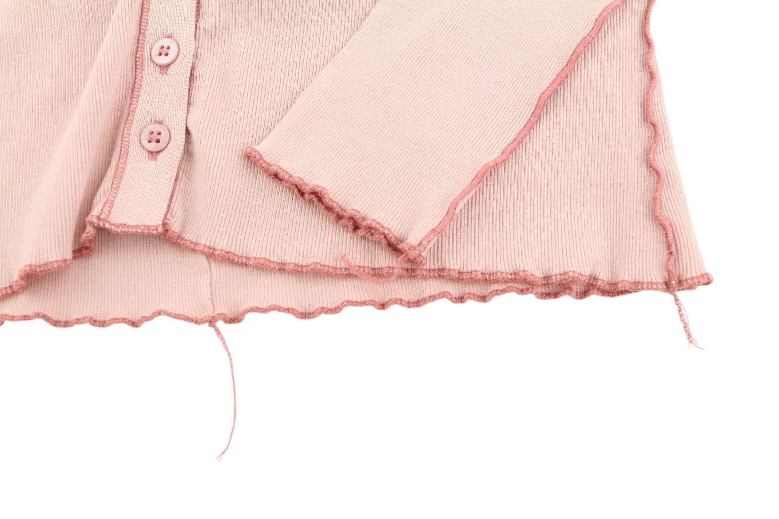 DIESEL T-Ribby-Open Women T-Shirt XL Pink Long Sleeve Buttoned Cropped RRP€150