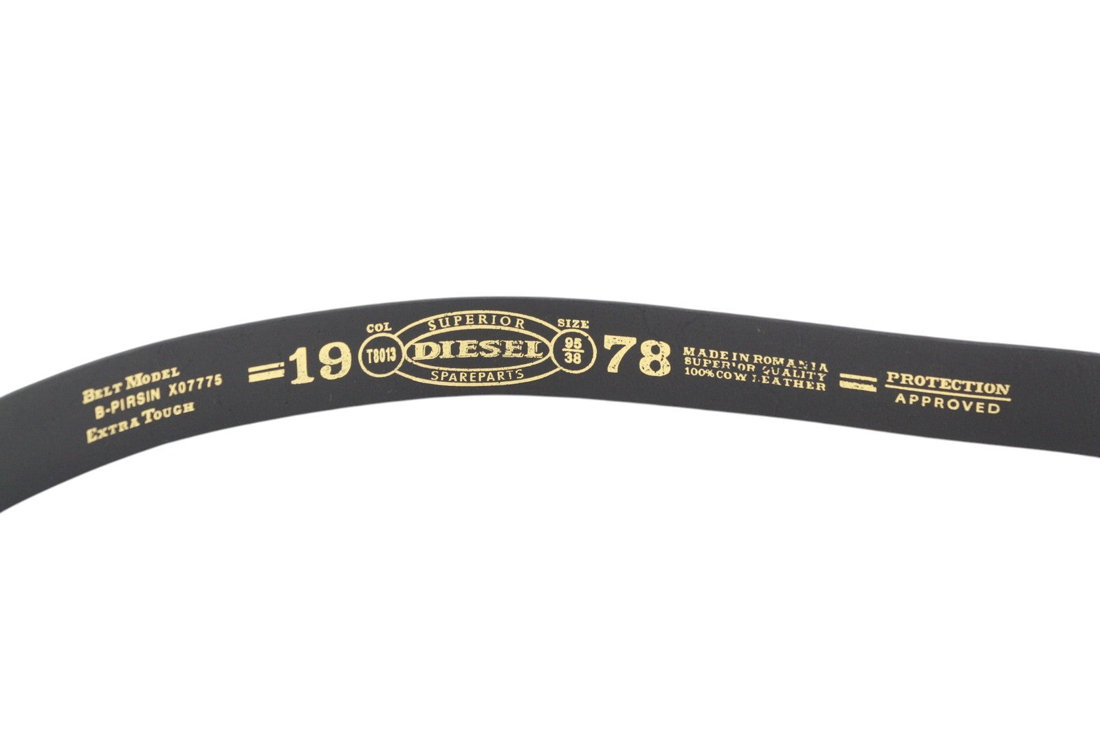 DIESEL B-Pirsin Men Belt 95 CM Black Leather Buckle Closure Leather Extra Touch