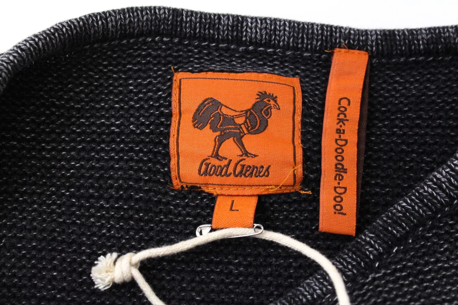 GOOD GENES Women's Jumper L Cotton Crew Neck Off-Black Tight-Knit Sweater