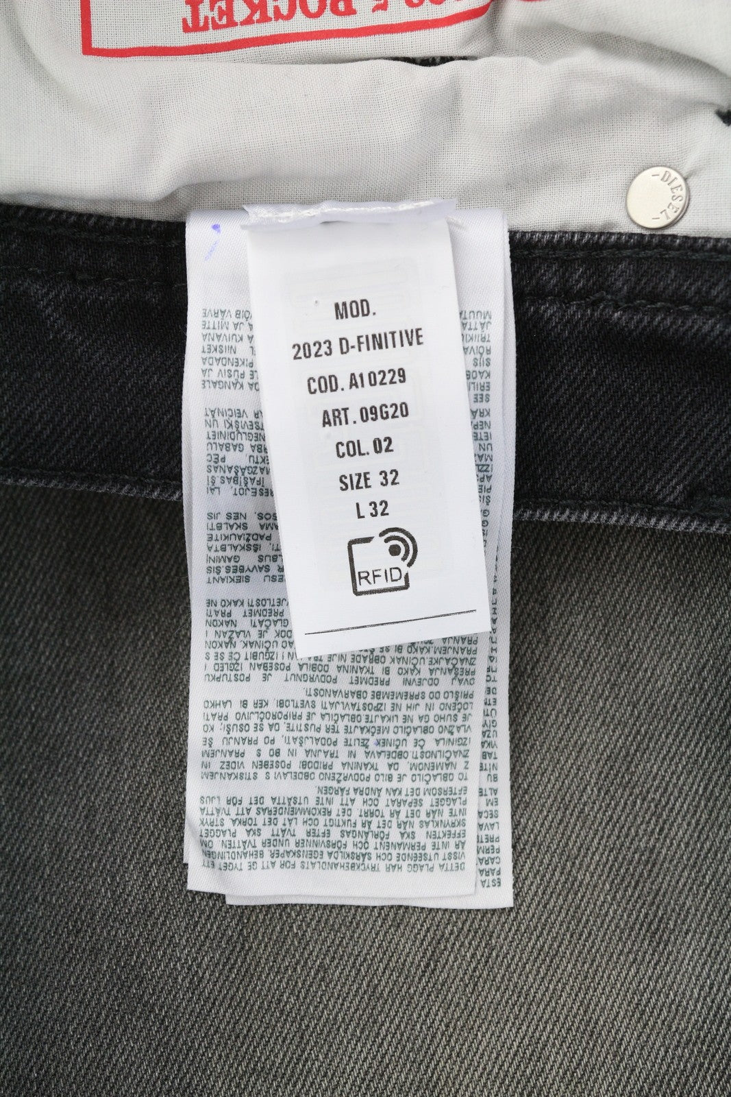 DIESEL 2003 D-Finitive 09G20 Men Jeans W32/L32 Regular Fit Tapered Black RRP€225