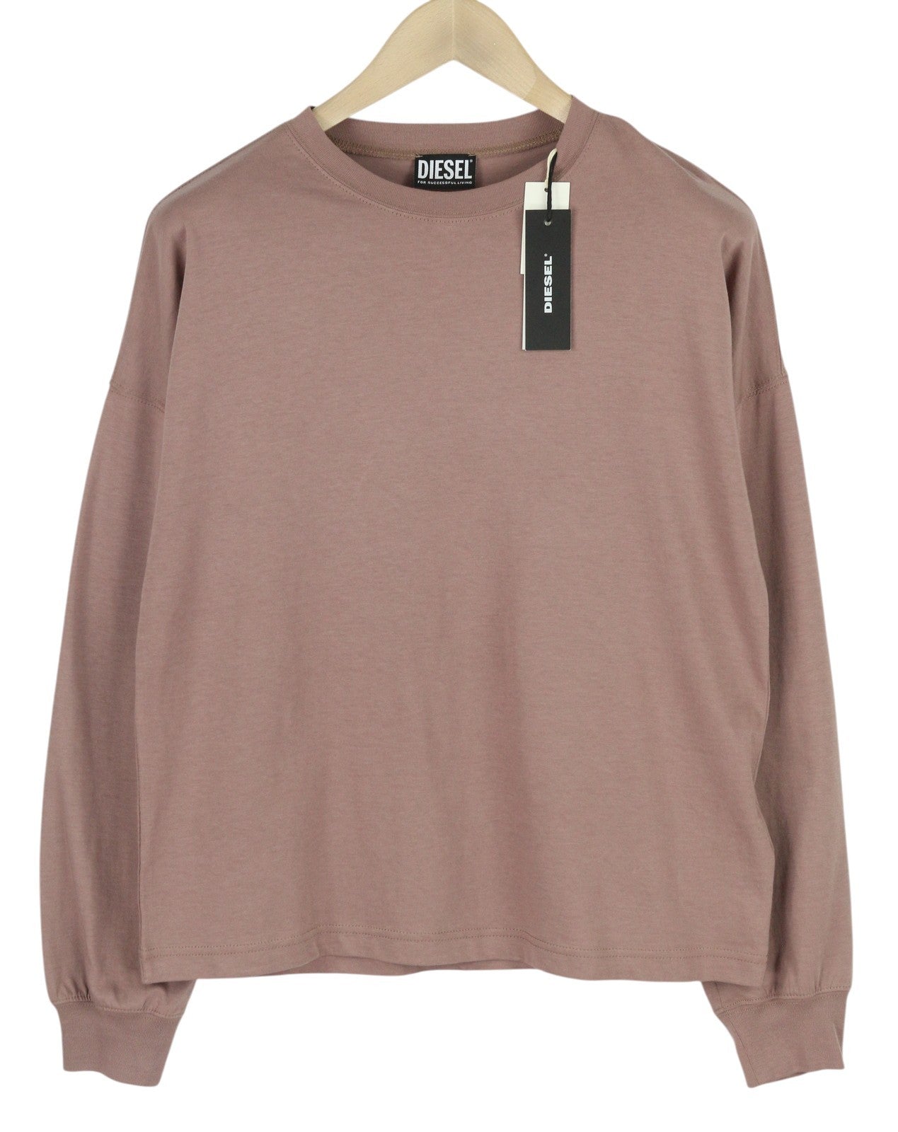 DIESEL T-Relong-C.C Women T-Shirt S Purple Oversized Crew Long Sleeve RRP€100