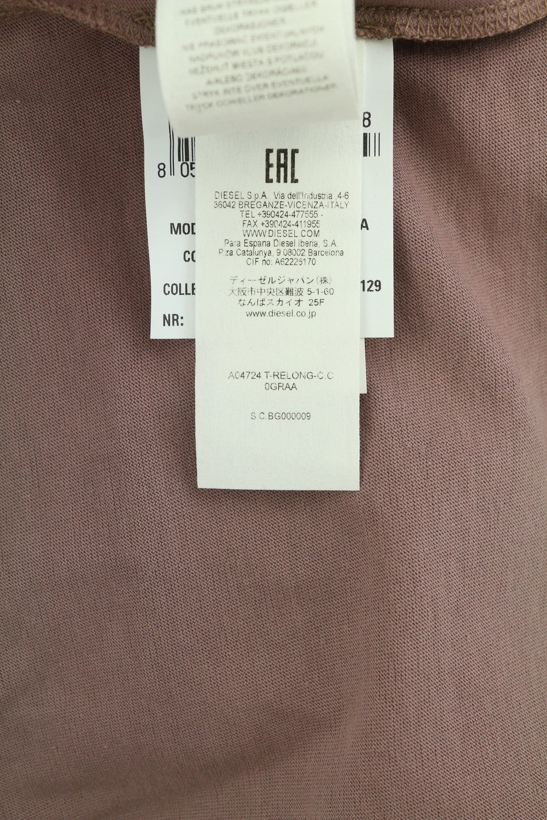 DIESEL T-Relong-C.C Women T-Shirt S Purple Oversized Crew Long Sleeve RRP€100